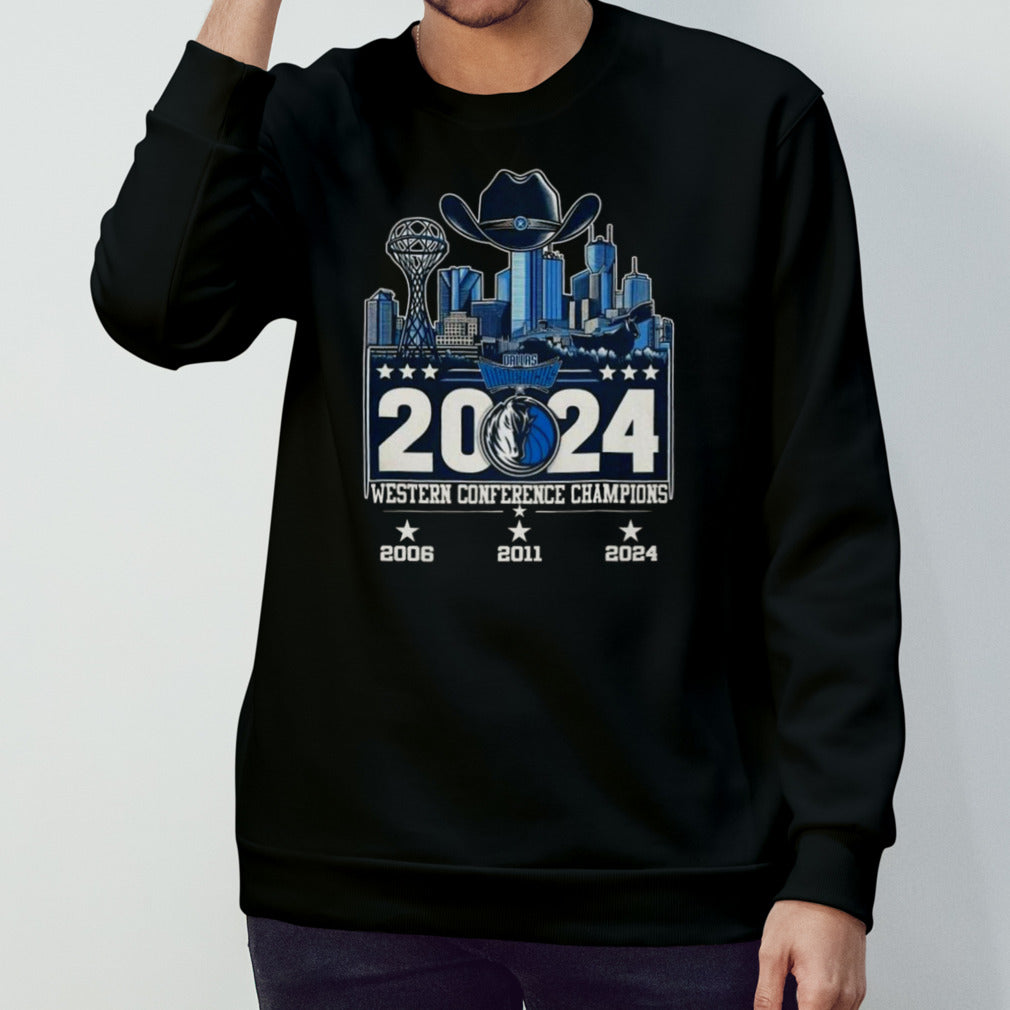 2024 Dallas Mavericks Skyline Western Conference Champions 3 Times 2006-2011-2024 T-shirt