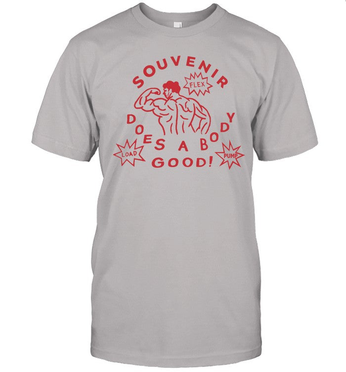 Shay Kitoff Wearing Souvenir Does A Body Good Tee