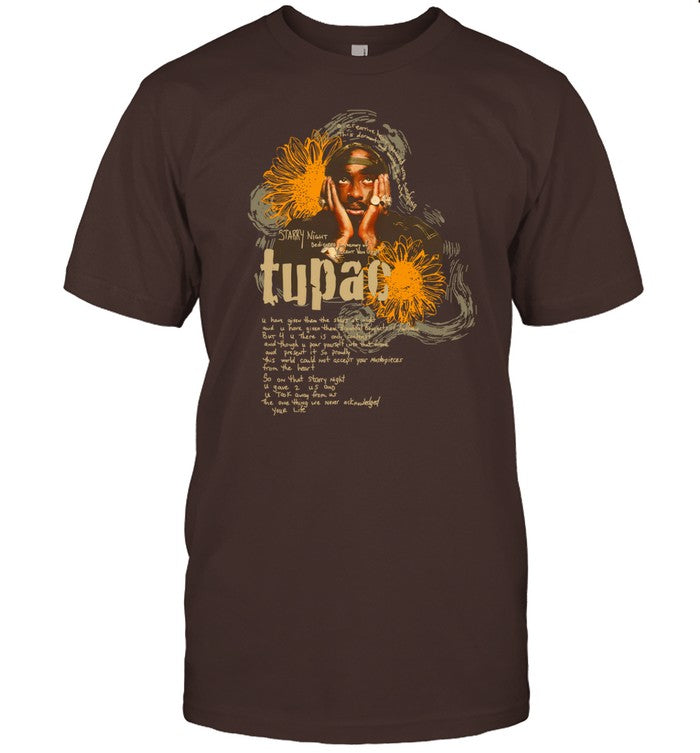 Tupac Starry Night Suowers Brown Shirt