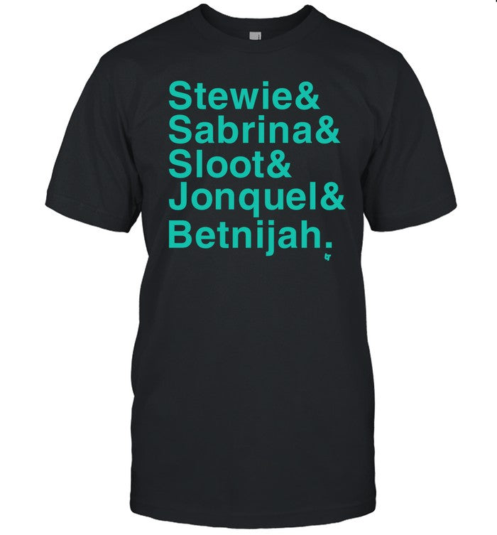 Jason Sudeikis Wearing Stewie & Sabrina & Sloot & Jonquel & Betnijah Tee Shirt