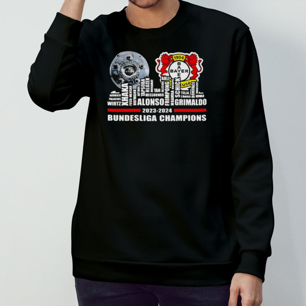 Bayer 04 Leverkusen Skyline Players Name 2023-2024 Bundesliga Champions Shirts