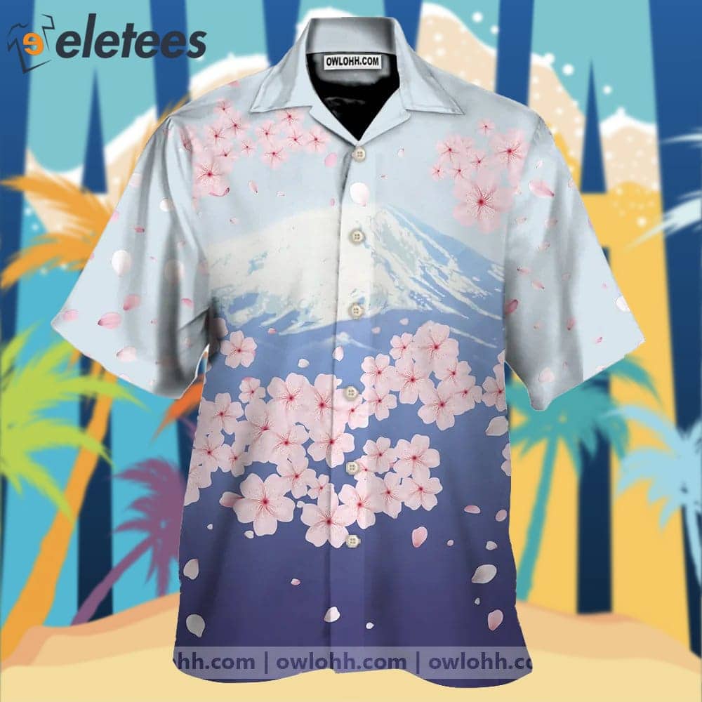 Blue Japan Sakura Tunnel Mt Fuji Vacation Hawaiian Shirt