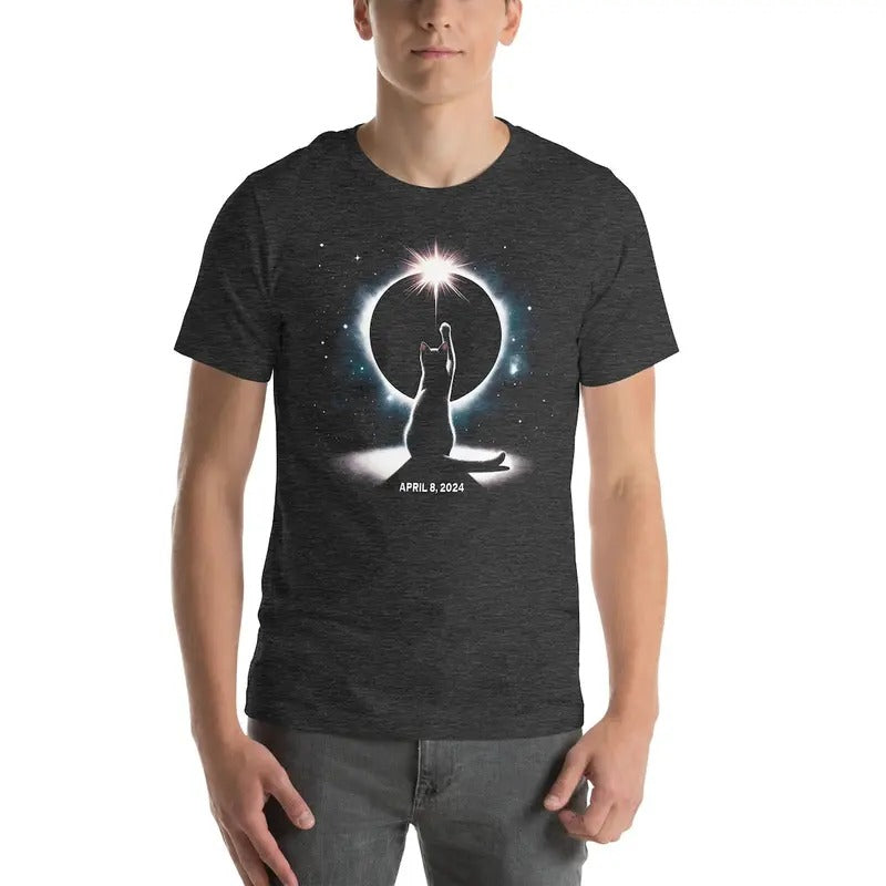 Cat Solar Eclipse Shirt, April 8 2024, Total Solar Eclipse Watching Tee, Solar Eclipse Souvenir Gift, Feline Lover