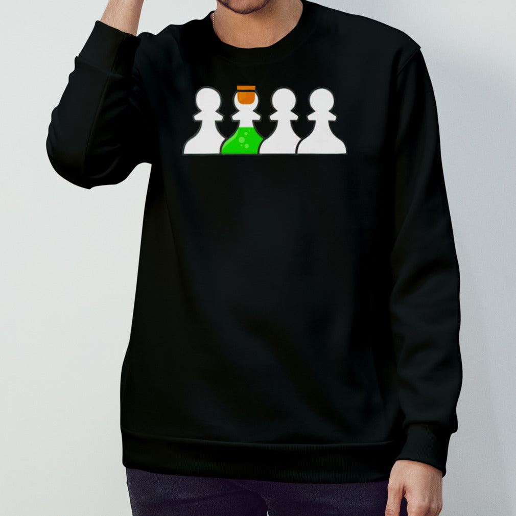 Chess Von Doom wearing poison pawn shirts