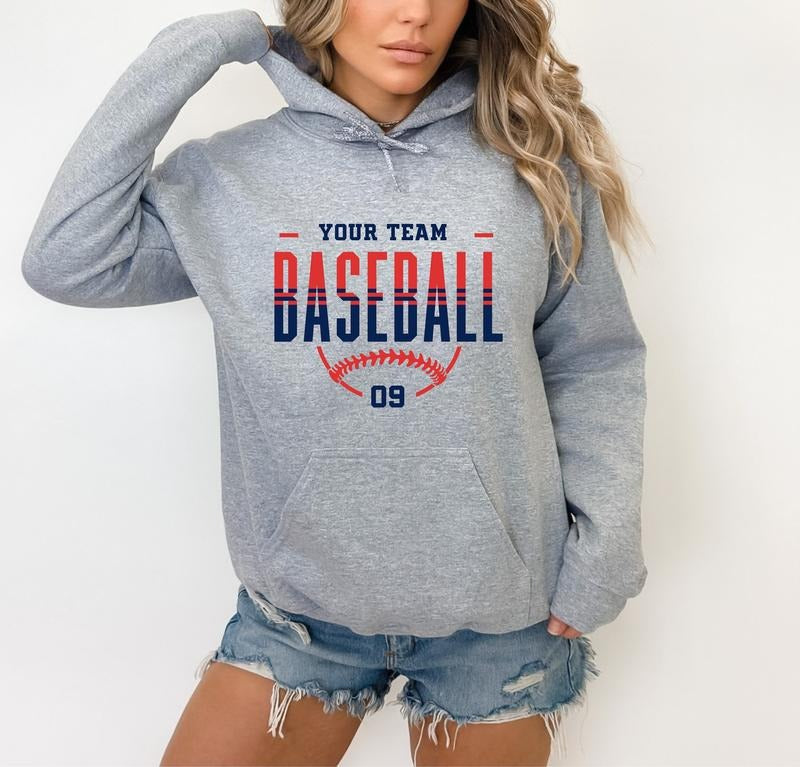 Custom Baseball Hoodie, Personalized Baseball Sweatshirt, Baseball Team Name Hoodie, Baseball Sweatshirt, Game Day T-shirt, sweater and Hoodie