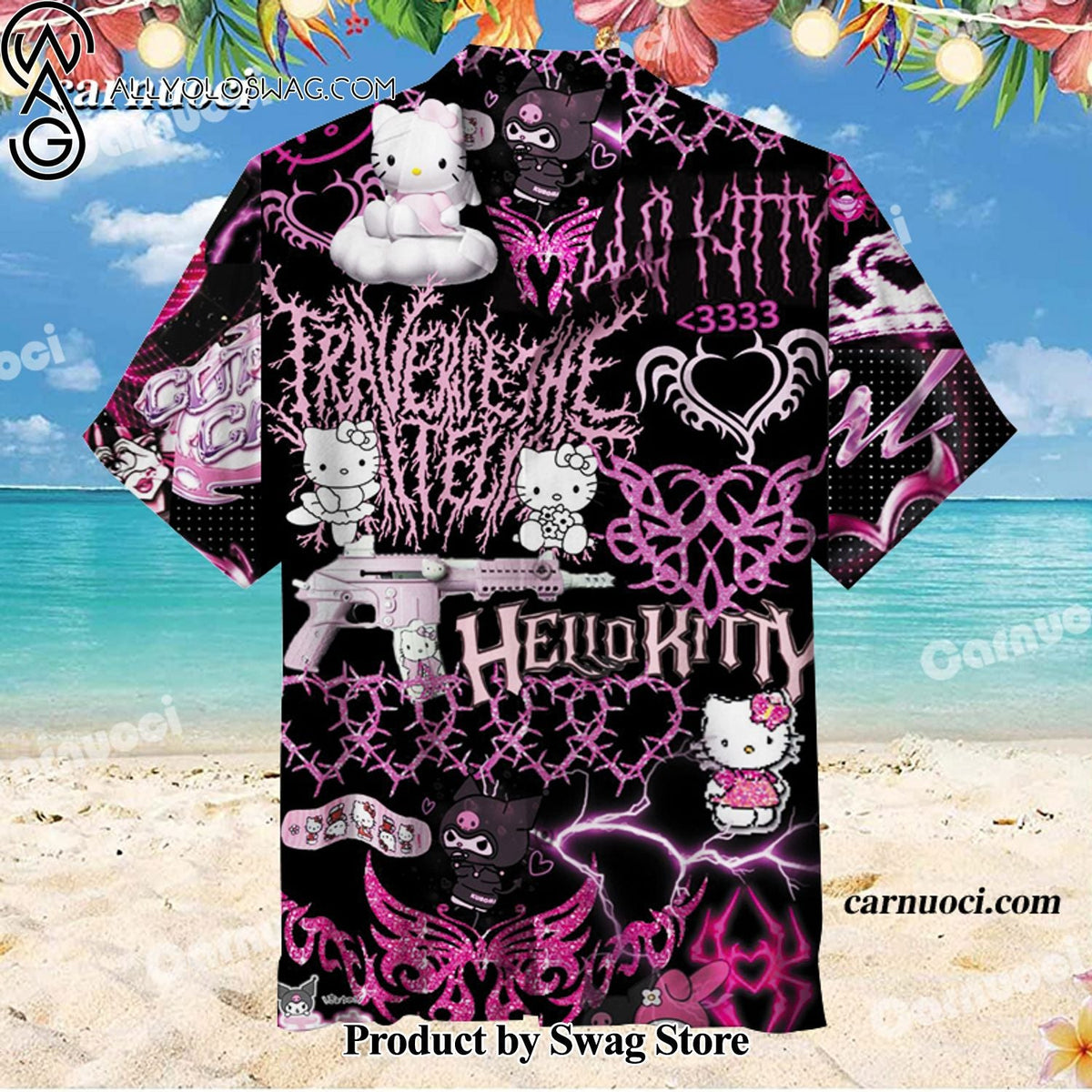 Dark HelloKitty Minimalist Hawaiian Shirt