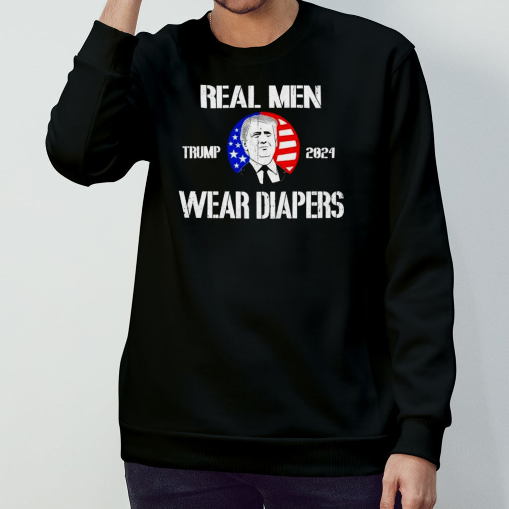 Distressed Retro Vintage Real Men Wear Diapers Trump 2024 T-Shirt