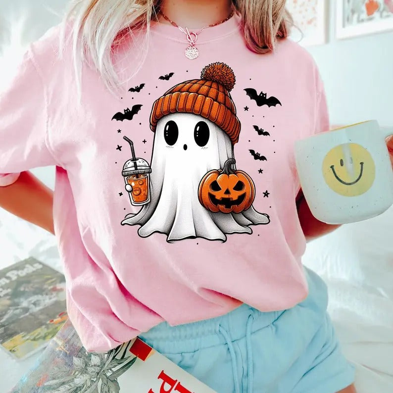 Halloween Ghost Shirt Cute Ghost Shirt Womens Halloween Shirt Cute Fall Shirt Spooky Season Shirt Gift For Halloween Gift For Her Classic Cotton Shirt