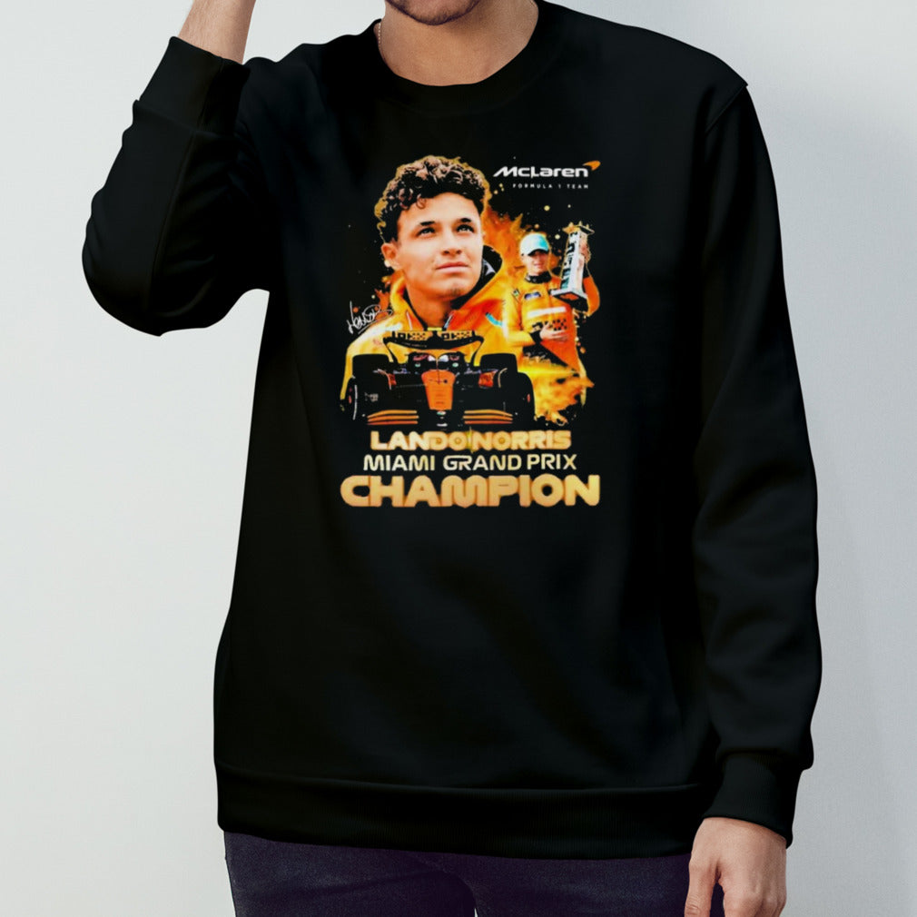 Mclaren Formula 1 Team Lando Norris Miami Grand Prix Champion Signature Shirt