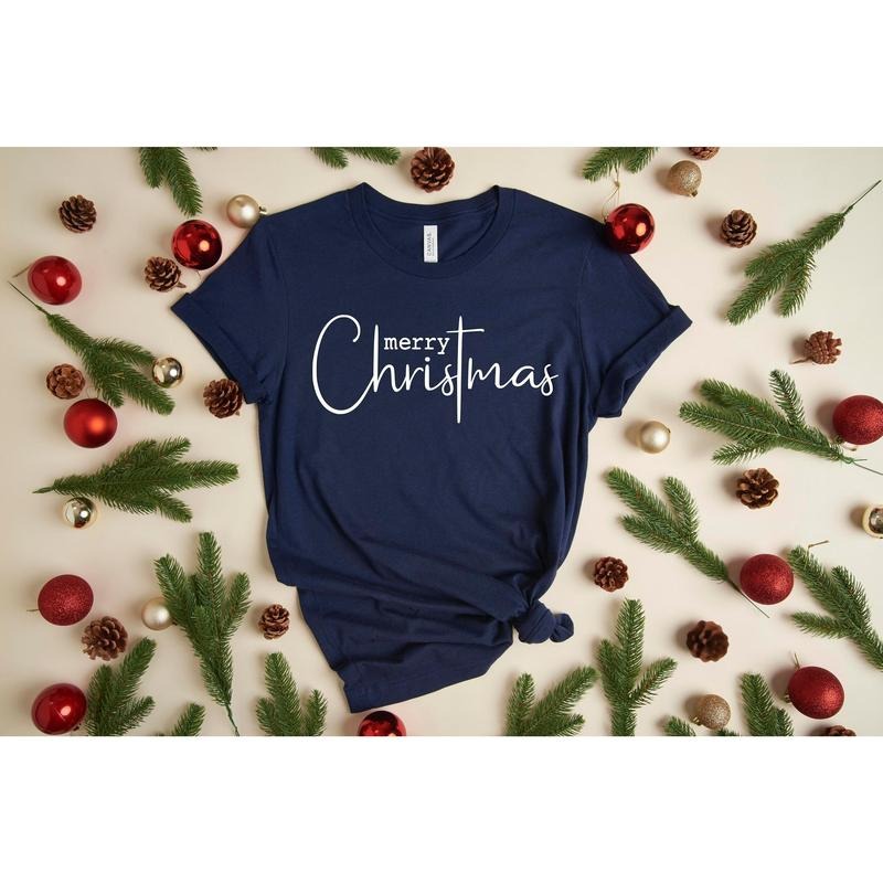 Merry Christmas Shirt Christmas Cross Shirt Christ Shirt Winter Shirt Christmas 2021 Shirt Family Christmas T-shirt Christmas Gift Cotton Womenswear