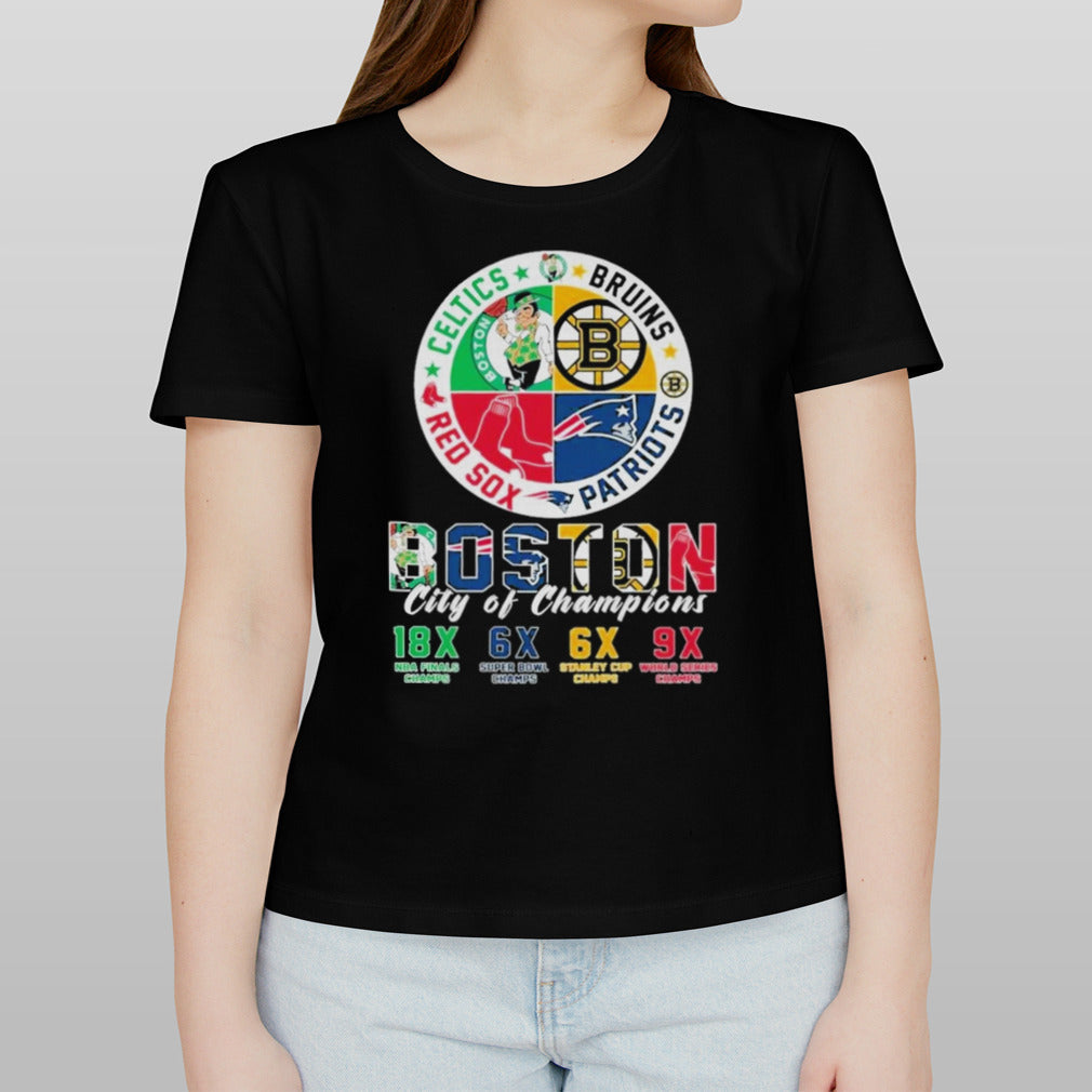 New England Patriots Boston Celtics Boston Bruins Red Sox Champions City T-Shirt