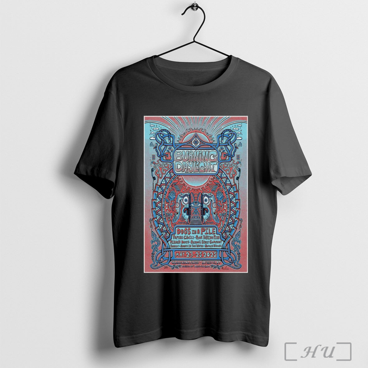 Officials Poster Burning Day Light Dogs In A Pile Wonderland Forest Lafayette Ny May 23 25 2025 Concert T Shirt Sweatshirt