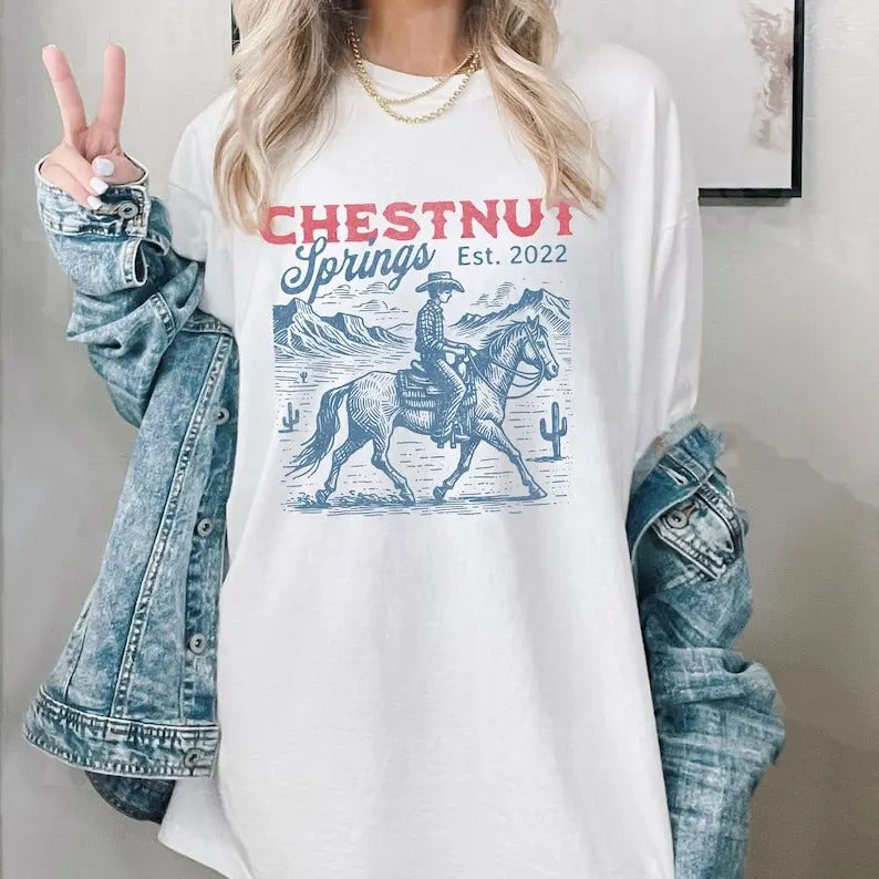 Premium Chestnut Springs Series Books Shirt, Elsie Silver Cowboy Romance Sweatshirt, Western Cowboy Shirt, Romantasy Reader Shirt Cotton Sleeve Cotton Sleeve