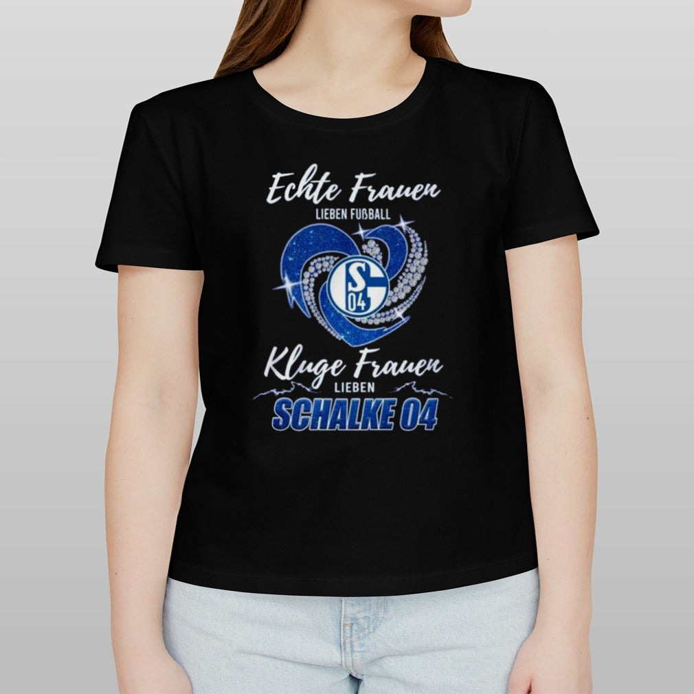 Real Women Love Football Smart Women Love Schalke 04 Diamond Heart T-shirt
