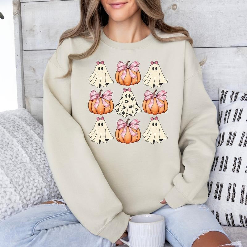 Retro Halloween Shirt, Coquette Halloween Shirt, Hallowen Pumpkin Shirt, Pink Pumpkin Shirt, Pumpkin Coquette Bow Shirt