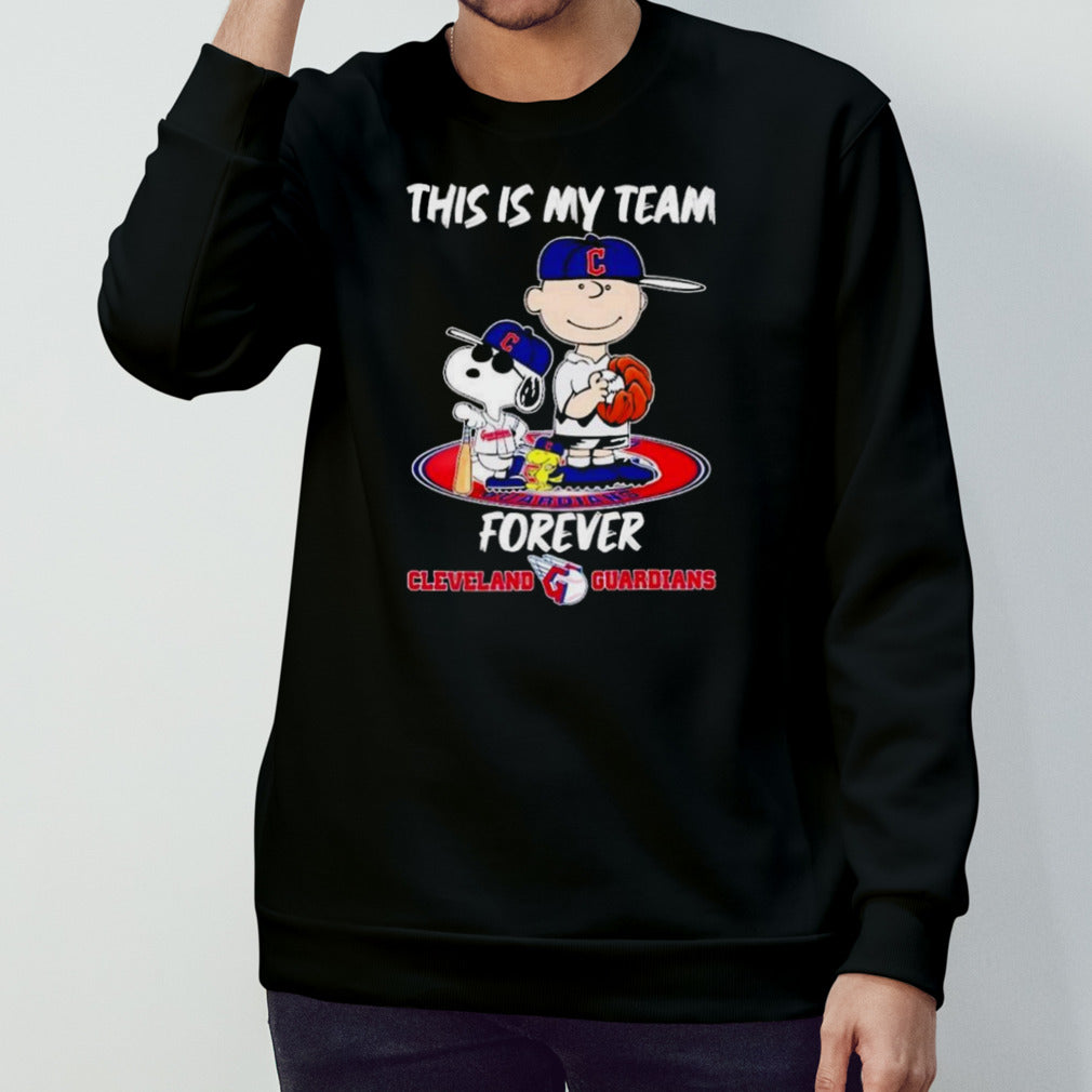 Snoopy And Charlie Brown This Is My Team Forever Cleveland Guardians Baseball Shirt