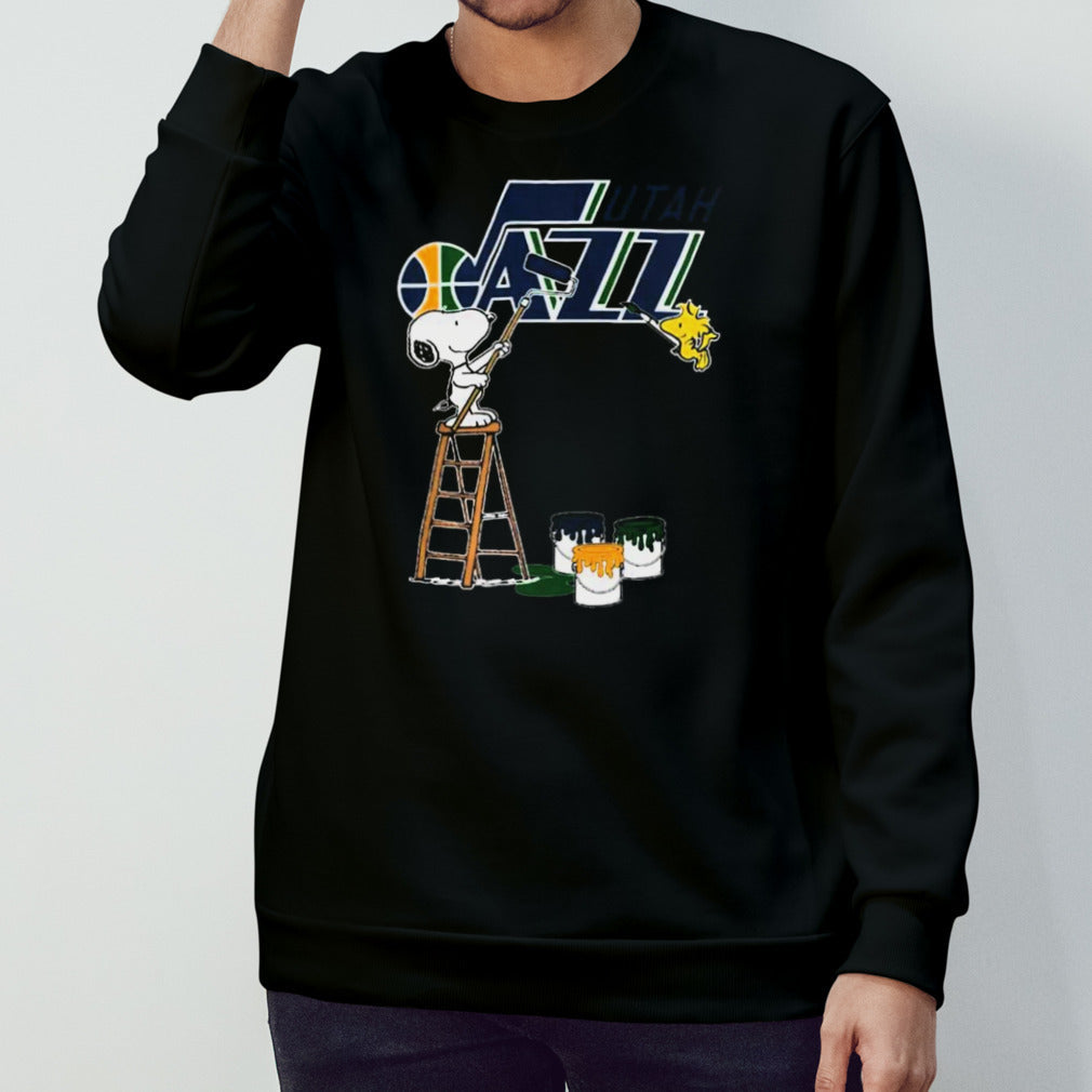 Snoopy And Woodstock Painting Utah Jazz Logo 2024 T-shirts