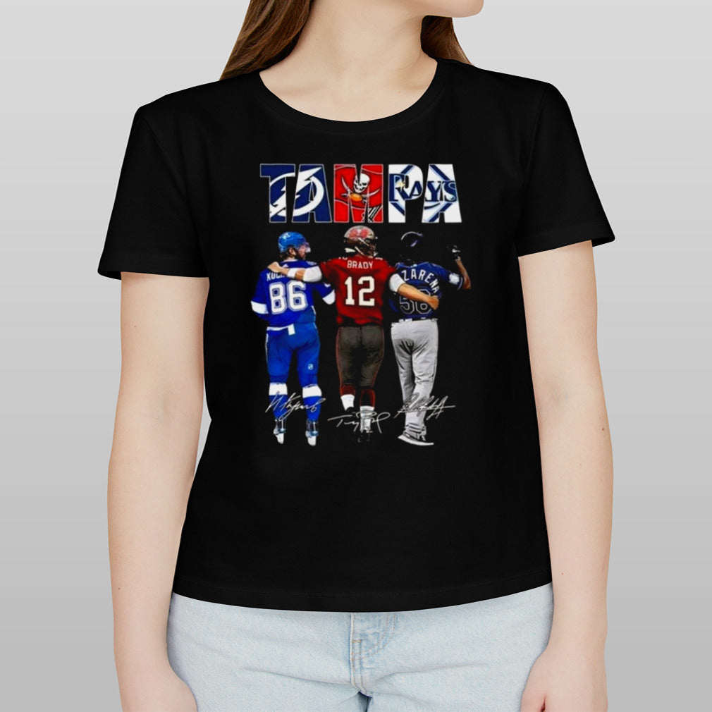 Tampa Bay Lightning Nikita Kucherov Buccaneers Brady Rays Arozarena Signatures 2024 T-shirt