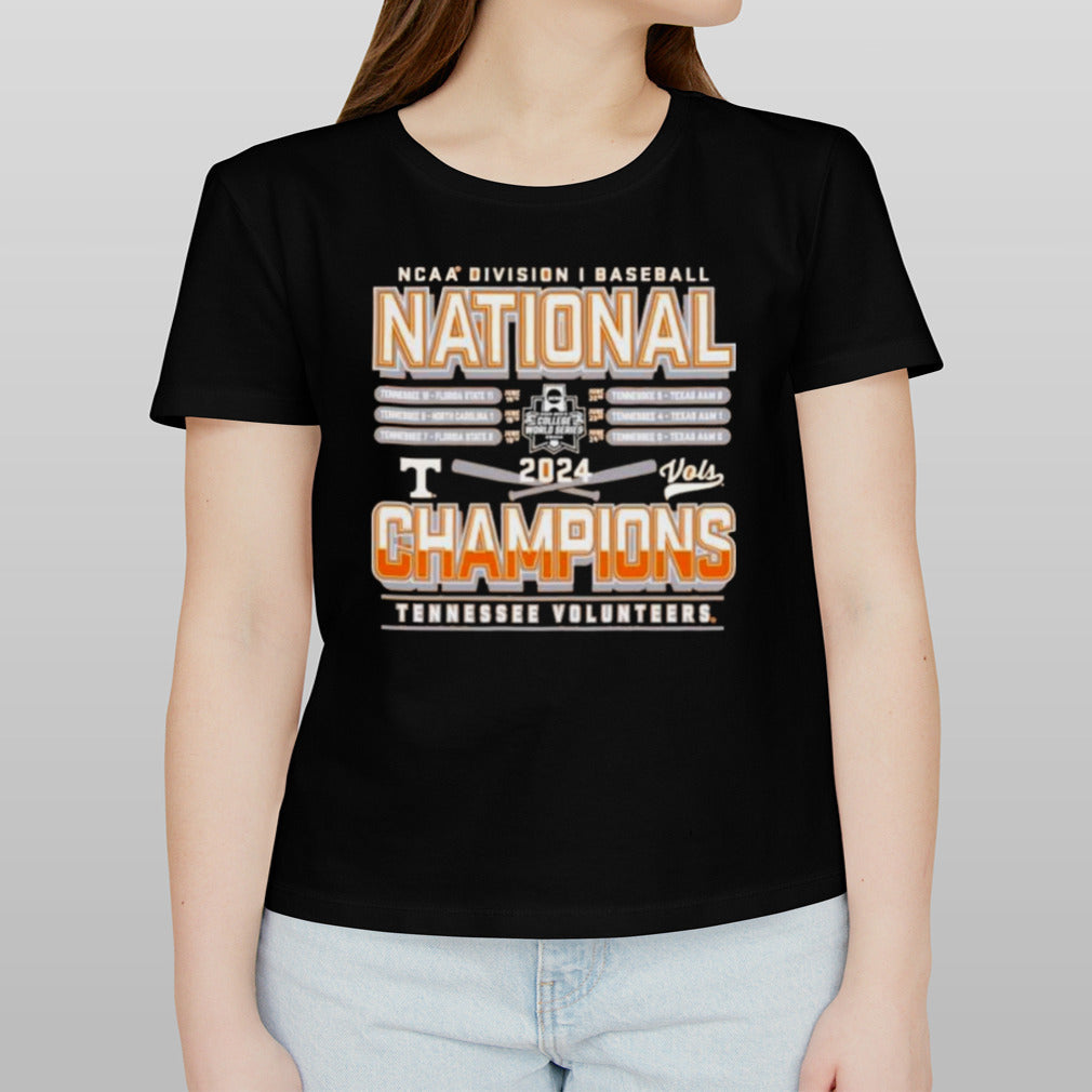 Tennessee Orange Tennessee Volunteers 2024 NCAA Men’s Baseball College World Series Champions Schedule T-Shirt