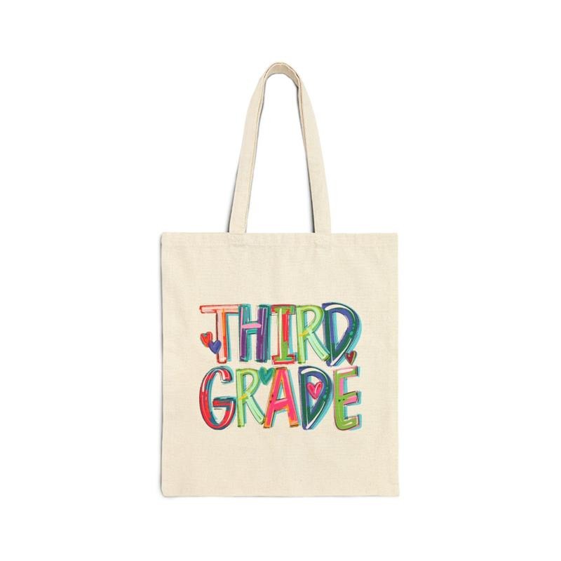 Third Grade Teacher Tote Bag, Gift For Teacher, Elementary Teacher Bag, Cotton Canvas Tote Bag