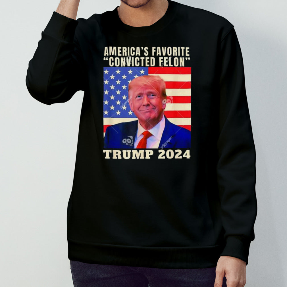 Trump 2024 America’s Favorite Convicted Felon American Flag T-shirt