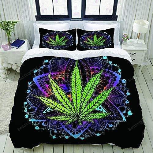 Weed Cannabis Leaf Mandala Bed Sheets Duvet Cover Bedding Setss
