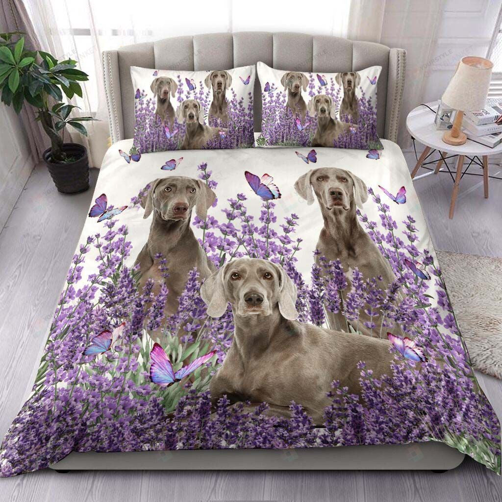 Weimaraner And Lavender Bed Sheets Duvet Cover Bedding Setss