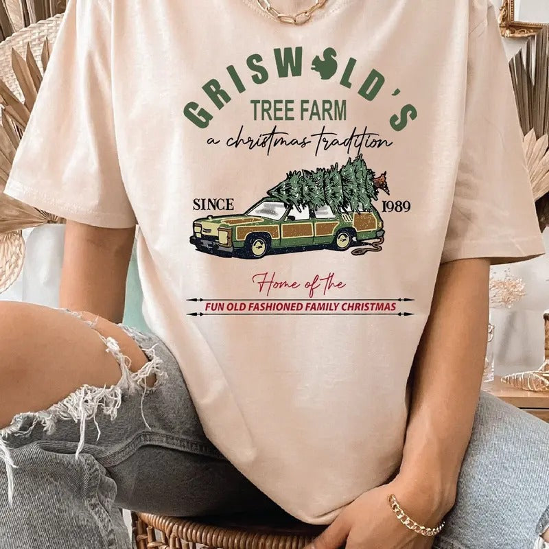 Women's Griswold Christmas Shirt Family Christmas Tree Farm Gift Cotton Crewneck