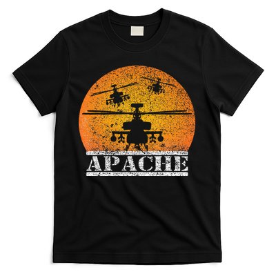 Apache Helicopter AH64 Attack Helicopters Pilot Sunset T-Shirt