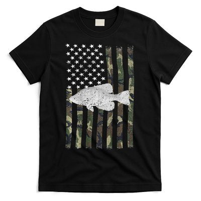Crappie Fishing Camo Flag (On Back) T-Shirt