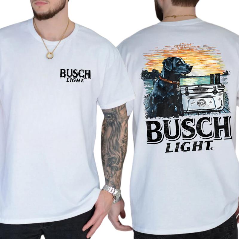 Busch Light Dog Men Limited T-shirt 2 Sides, Gift For Men, Love, Athletic, Casual Classic Cotton, Menswear