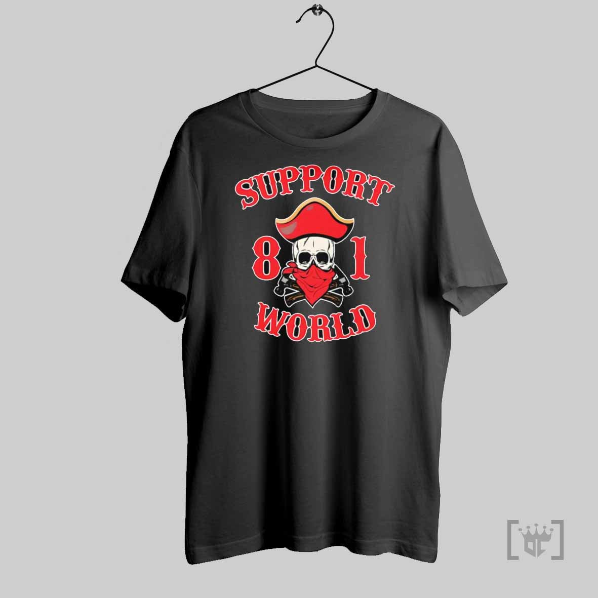 Support World 81 Pirate Skull T Shirt