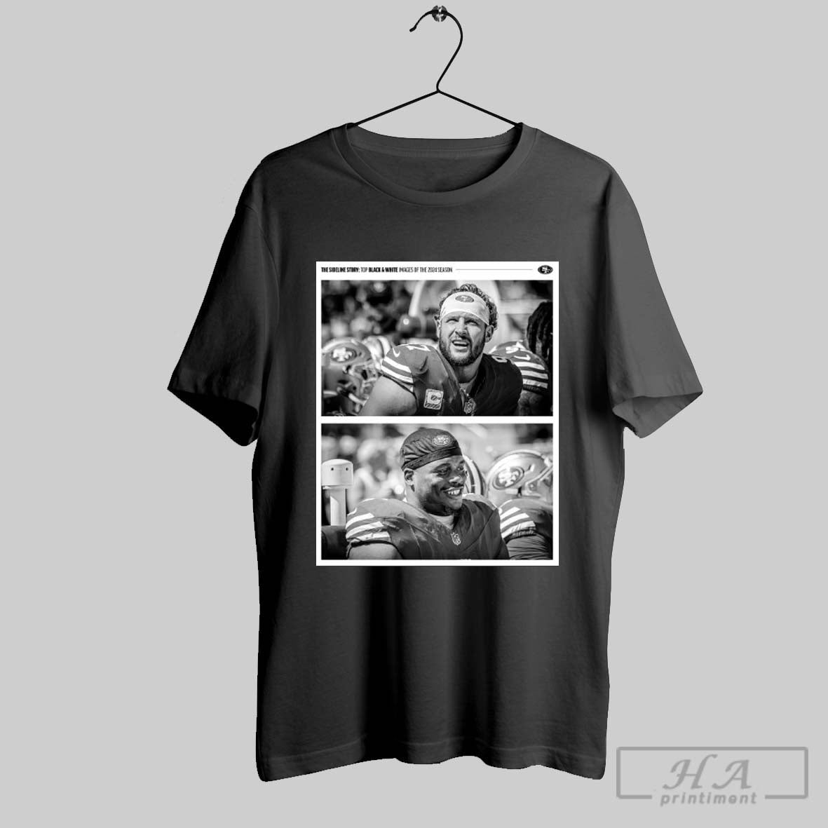 Poster San Francisco 49ers Nick Bosa The Sideline Story Top Black And White Images Of The 2024 Season T Shirt