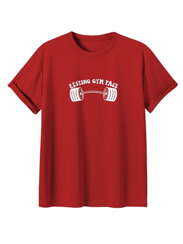 Women's Letter Graphic Round Neck Drop Shoulder Tee, Fashion Casual Crew Neck T Shirts for Women Daily Holiday Vacation Outdoor Wear, Comfortable Top, Streetwear Womenswear, Summer Outfits 2024