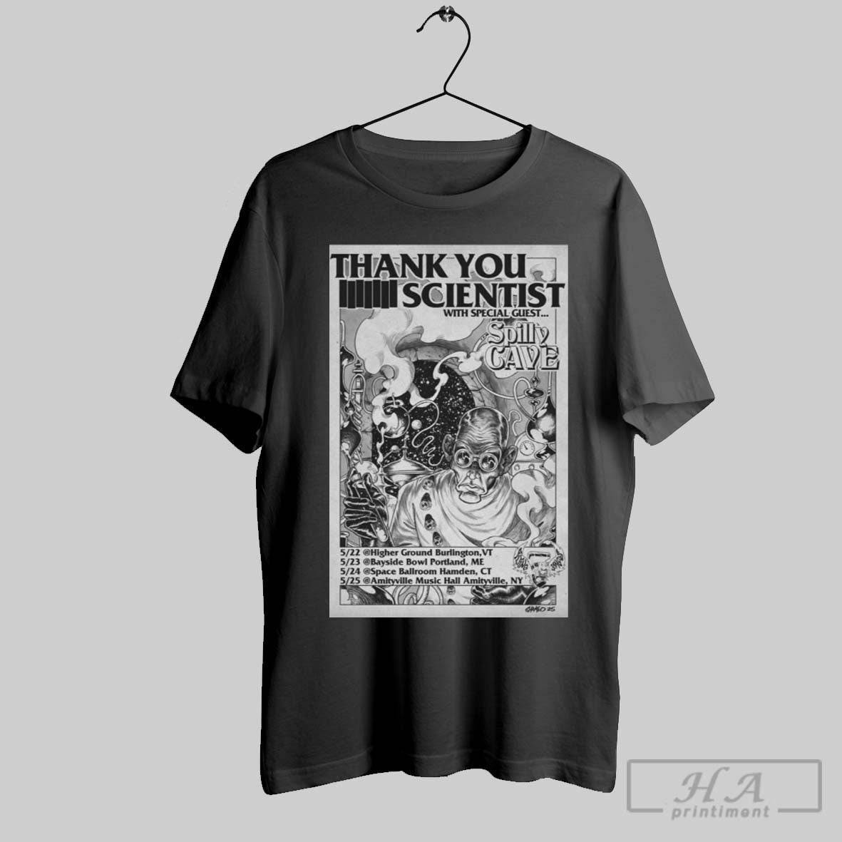 Poster Thank You Scientist With Special Guest Spilly Cave May 2025 Tour T Shirt