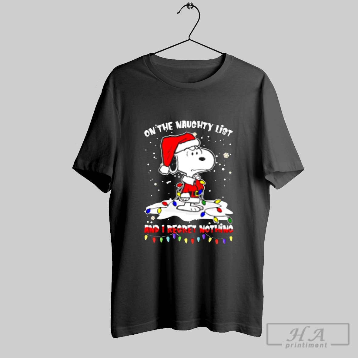 Snoopy On The Naughty List And I Regret Nothing Christmas Shirt