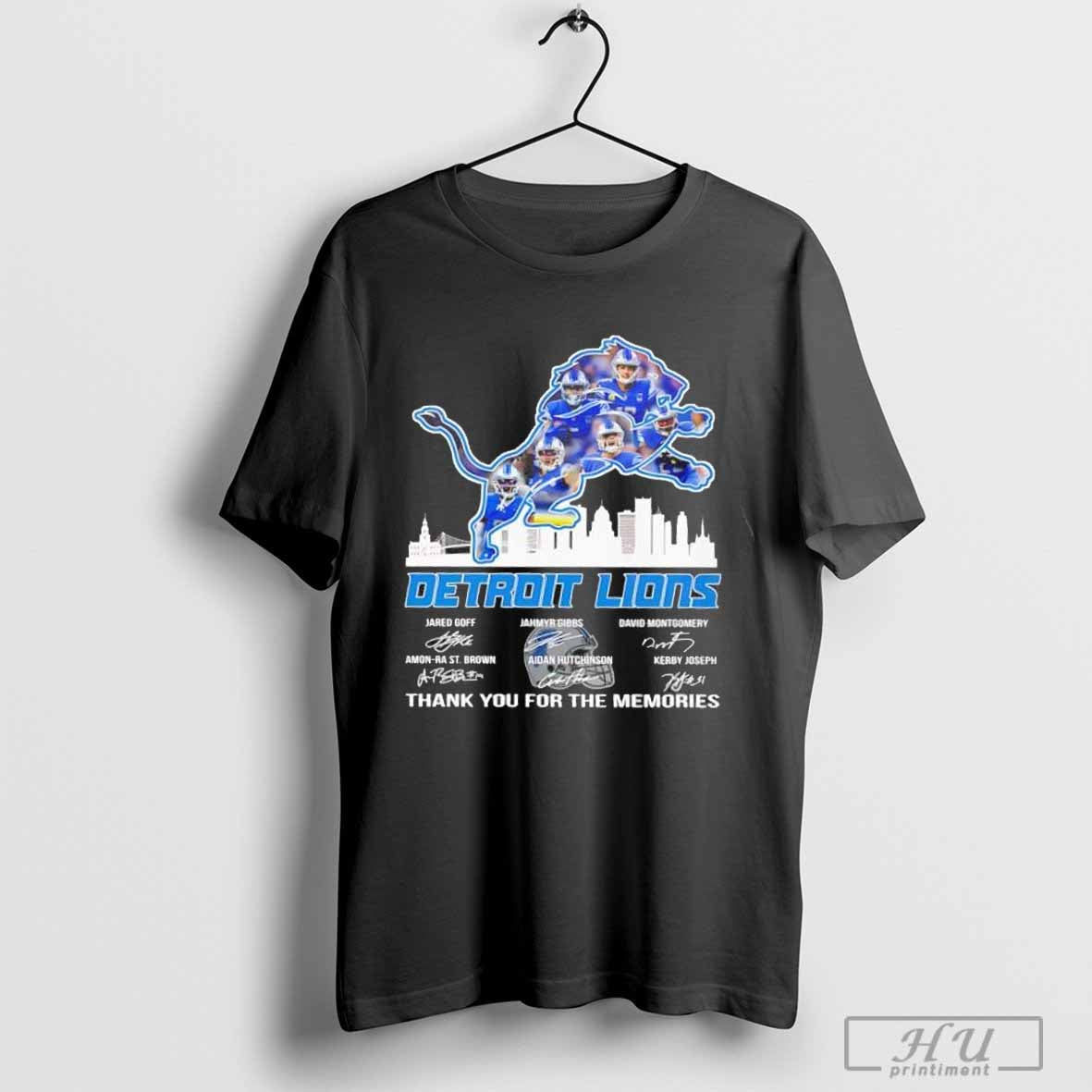 Skyline Detroit Lions big logo thank you for the memories T-shirt