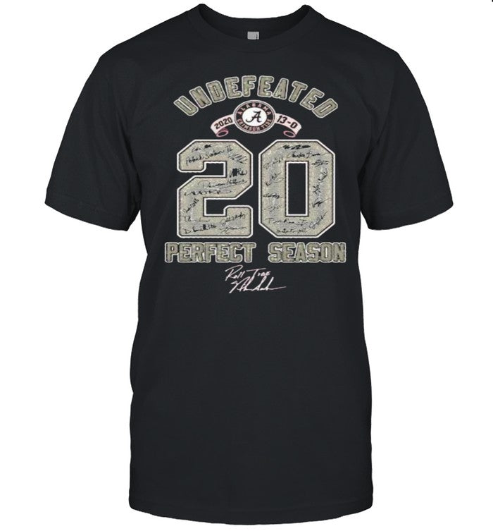 Alabama Crimson Tide undefeated 20 perfect season signatures shirt