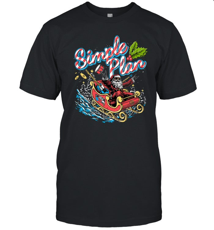 New Simple Plan Santa Claus Sleigh T-Shirt