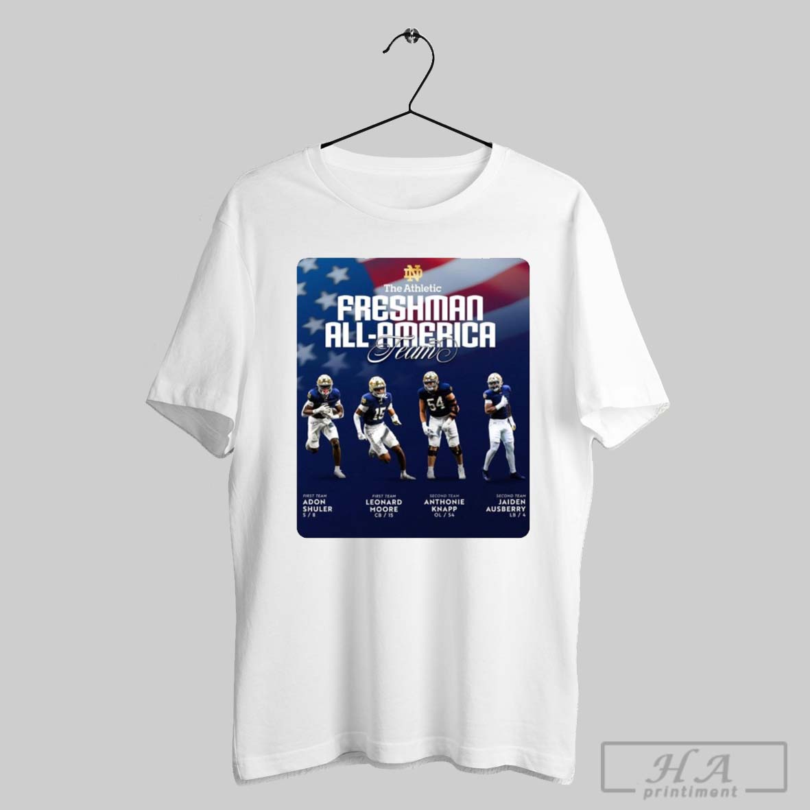 Poster The Notre Dame Athletic Freshman All America Teams Adon Shuler Leonard Moore Football T Shirt