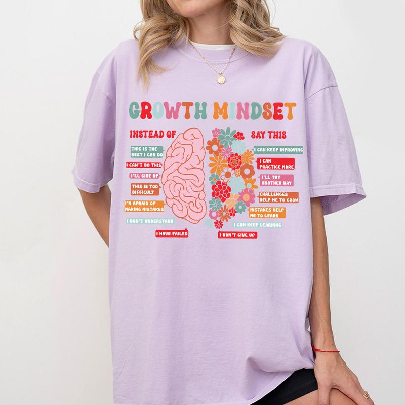 Growth Mindset Flower Brain Tshirt, Psychology Therapy Teacher Shirt, Back to School Shirt, Comfort Shirt for Teacher, Mental Health Retro TShirt For Teacher, Appreciation Gift For Teacher, Inspirational Shirt, Gift For Teacher TShirt, Women Top