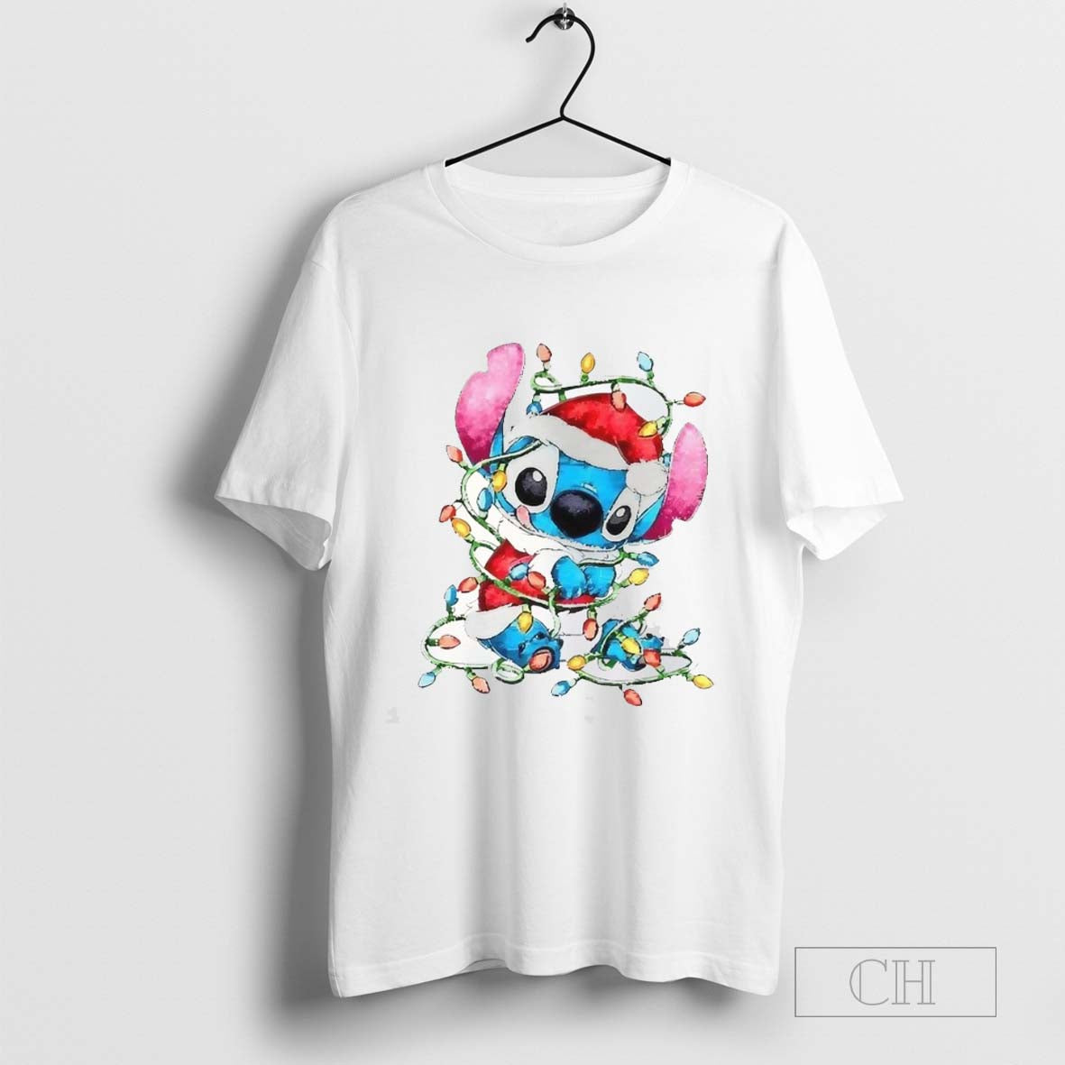 Santa Stitch with Christmas light T-shirt