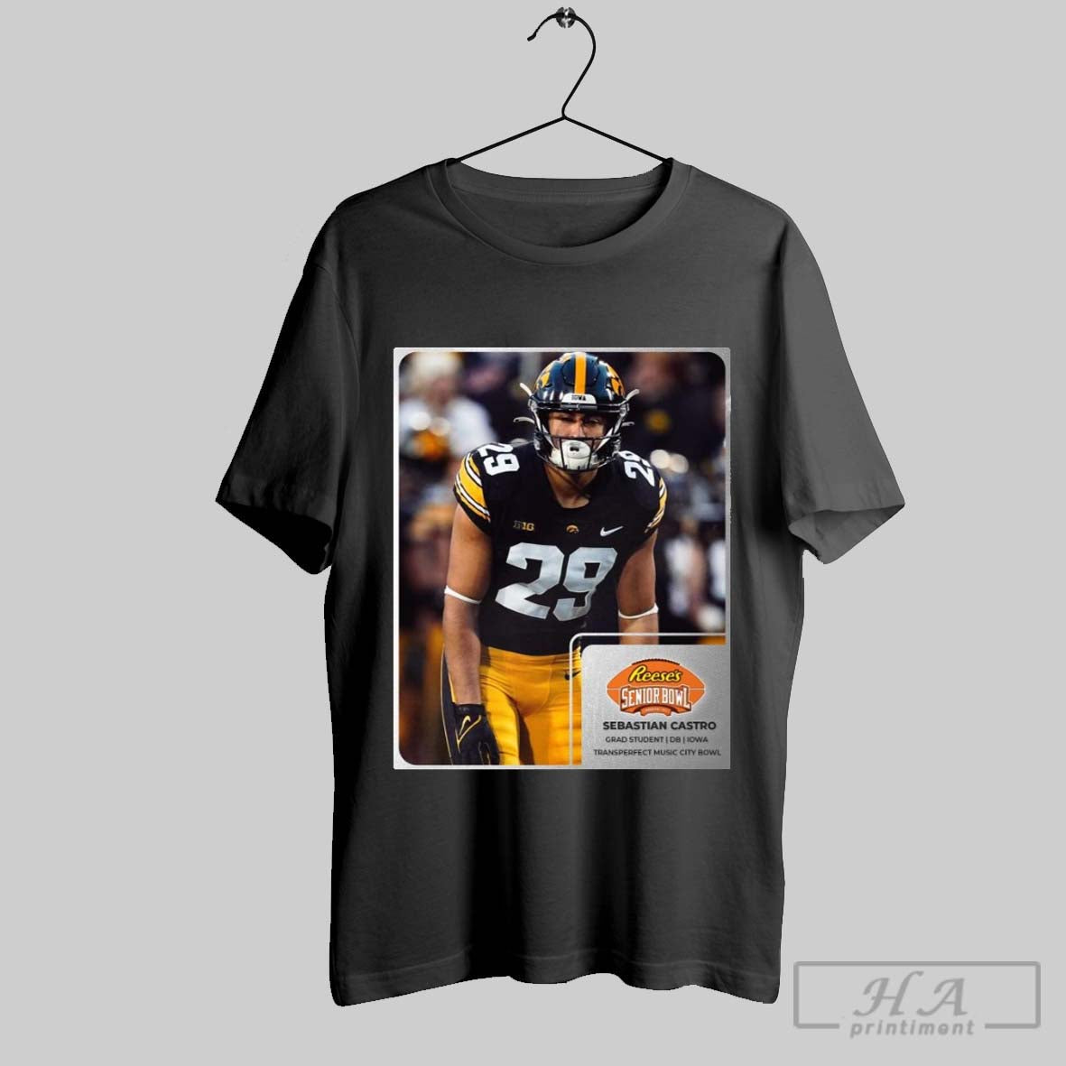 Sebastian Castro Grad Student Db Iowa Transperfect Music City Bowl The Senior Bowl T Shirt
