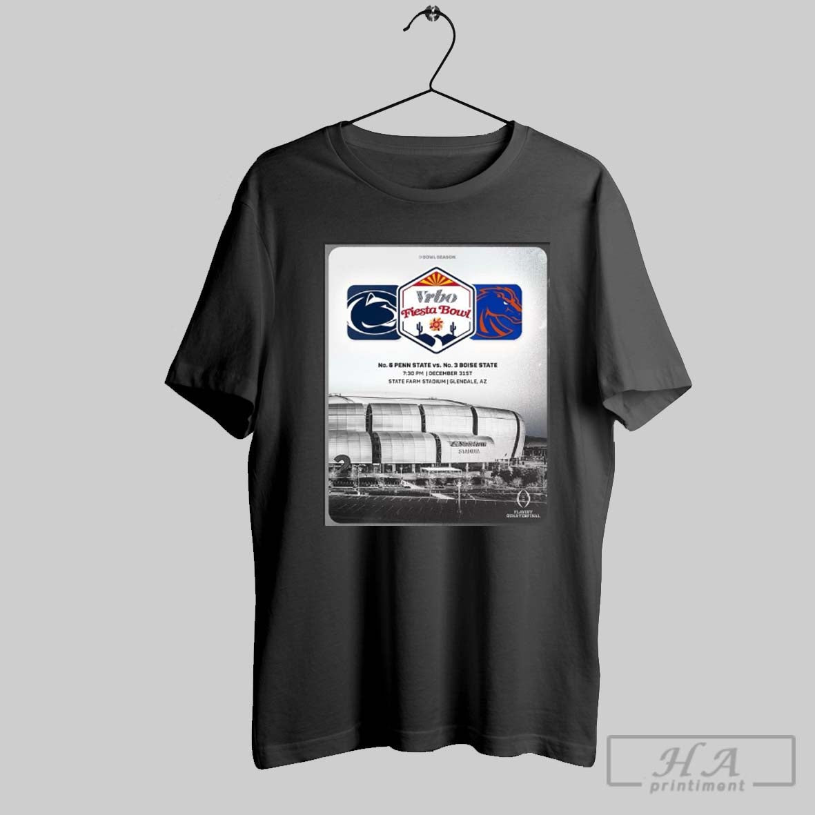 Poster No 6 Penn State Nittany Lions Vs No 3 Boise State Broncos Vrbo Fiesta Bowl December 31 2024 State Farm Stadium T Shirt