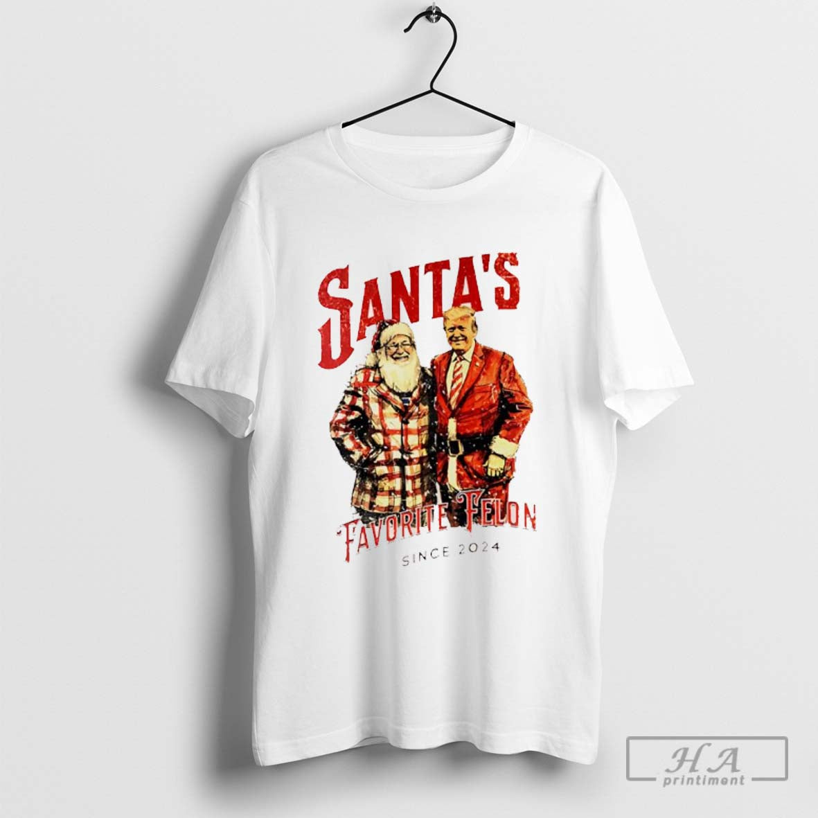 Santa with Trump Santa’s Favorite Felon since 2024 shirt