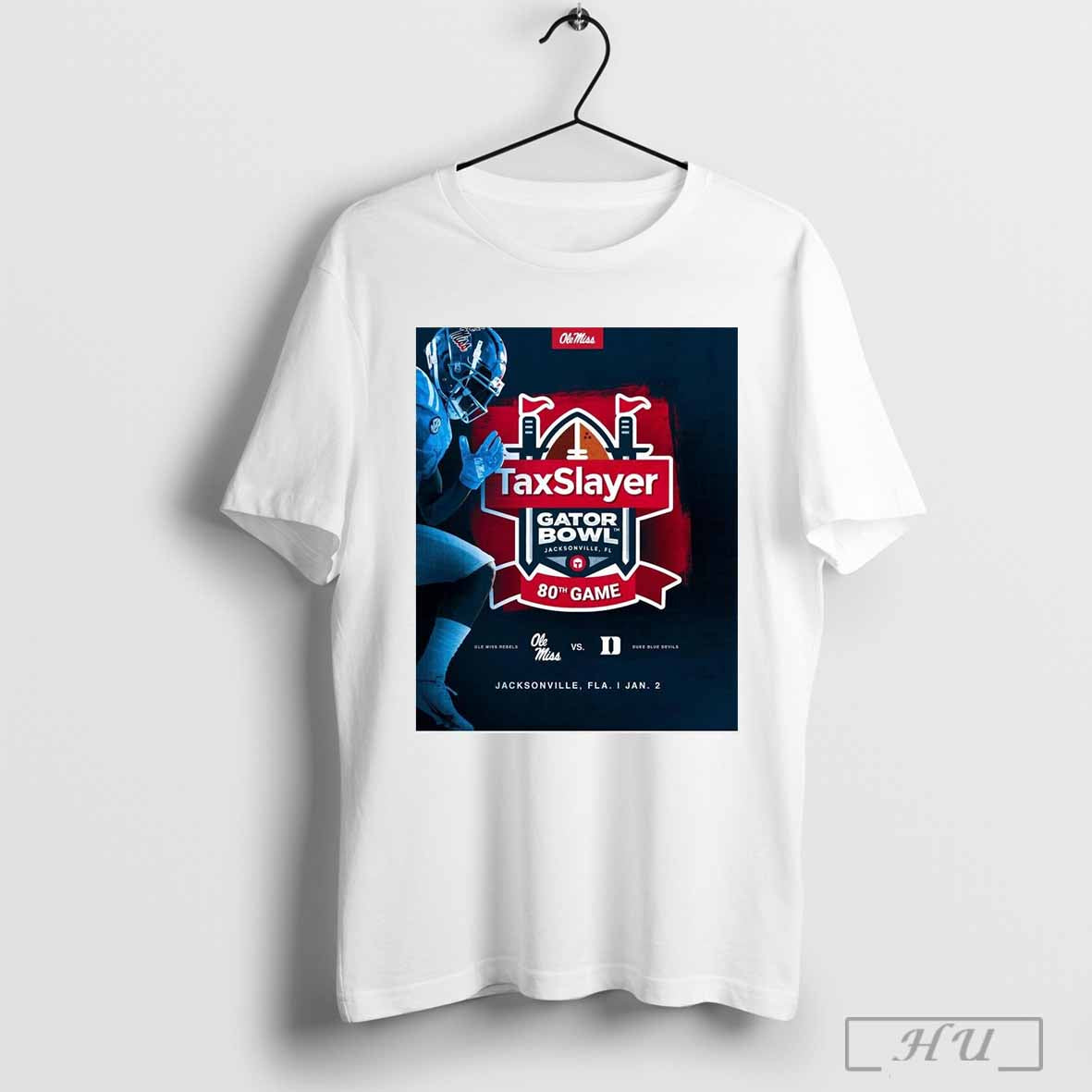 Poster Ole Miss Rebels Vs Duke Blue Devils Taxslayer Gator Bowl Bound 80th Game Jan 2 T Shirt