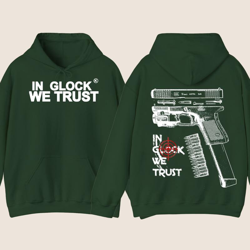IN GLOCK WE TRUST HOODIE , Double Side , GLock Sweatshirt,Design Glock - Full Color , For Her , For Him , Glock Shirt ,Menswear & Womenswear - Men's Tops & Women's Tops - Hoodies & Sweaters