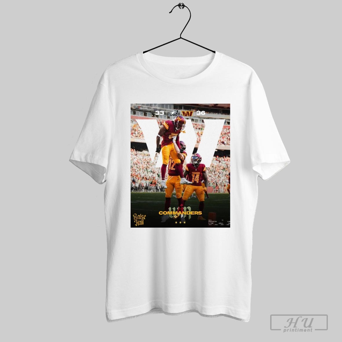Poster Philadelphia Eagles Vs Washington Commanders 33 36 Score Raise Hail 5 Time World Champions T Shirt Sweatshirt Cutom Poster Coffee Mugs Ornament