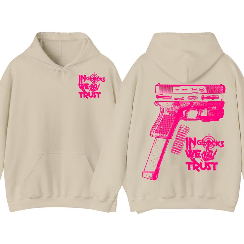 In Glock We Trust Skeleton 2 Side Hoodie & Sweater,Men's & Women's Tops,Glock Hoodie,Glock Pink Color ,For Her,For Him Classic Menswear