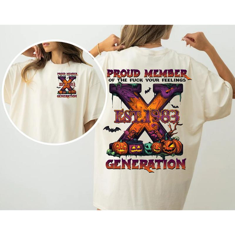 Custom Est.Year 1965-1980 Generation 2 Side Shirt, GenX T-shirt, Halloween Proud Member The Generation X Shirt, Halloween Shirt